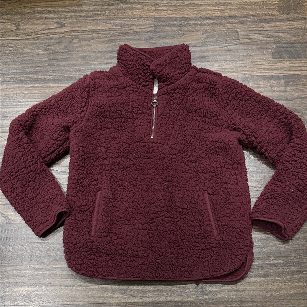 Thread&Supply-Cozy Burgundy Sherpa Pullover